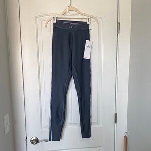 Alo XS Women’s Air Lift High-Waist Suit Up Leggings in Blue with White Stripe